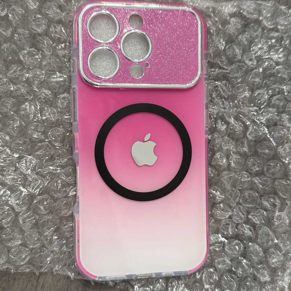 DefendCase High aesthetic gradient sparkling case for iPhone 16 Pro- Rose Red